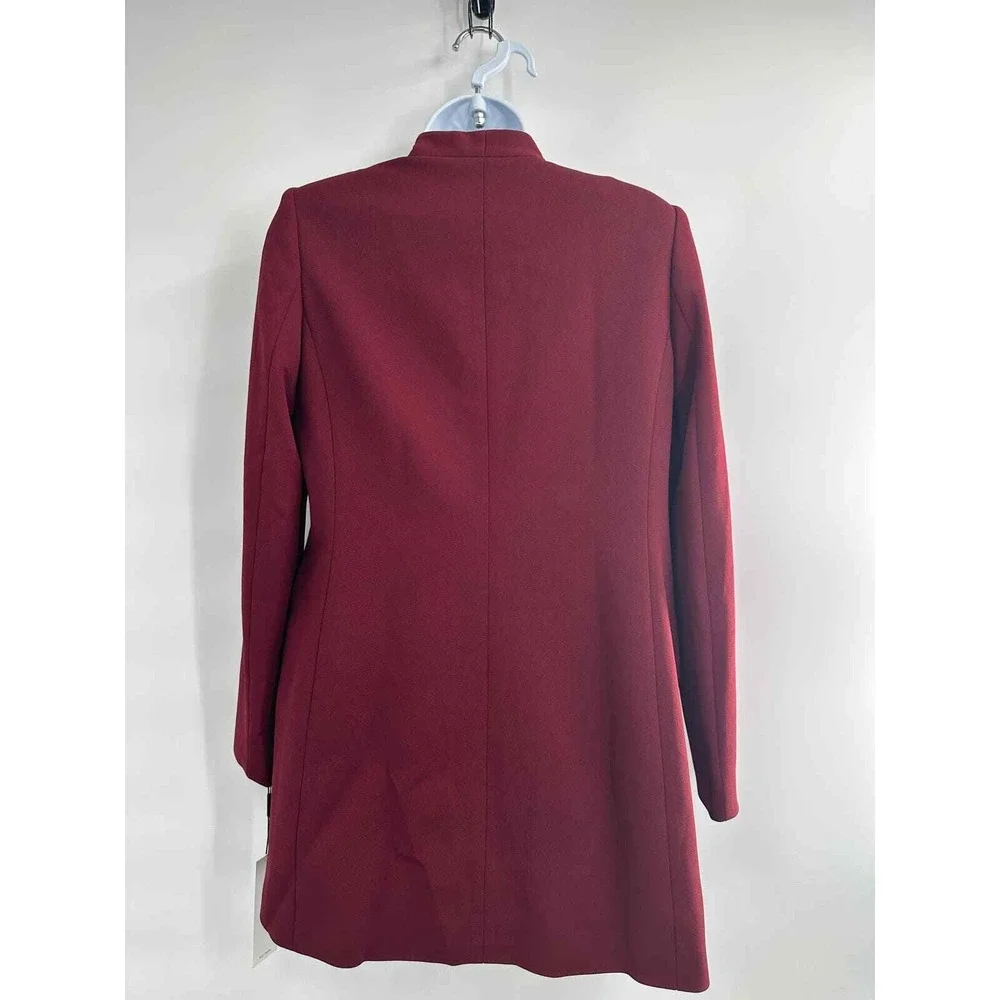 Calvin Klein Petite Jacket  Burgundy Collarless Open Front Jacket 8P NWT‎